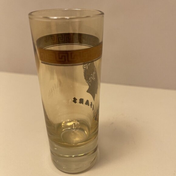 Vintage Caesars Palace Gold Trim Glass Tumbler With Roman Head Design - Picture 4 of 7